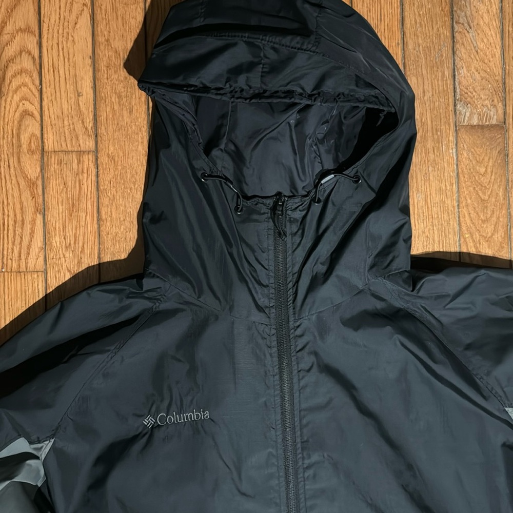 Waterproof Columbia wind breaker zip up jacket XXL - Black/grey - hood